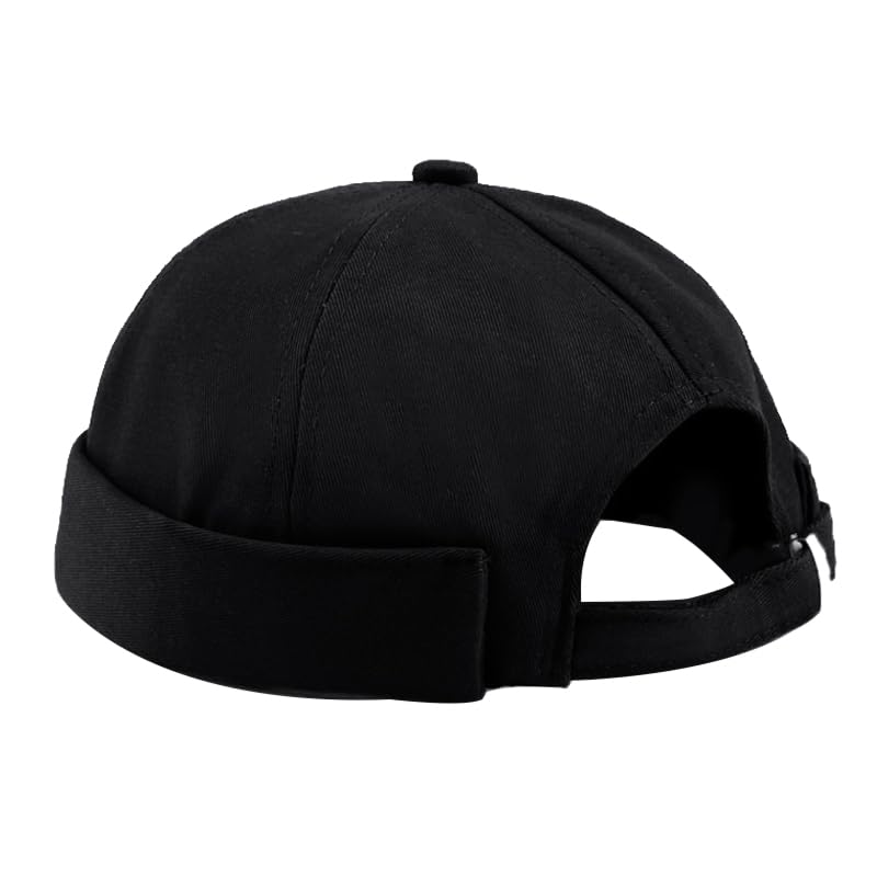 Umeepar Unisex Cotton Docker Hat Cap Cuffed Beanie Hat Harbour Sailor Summer Hat for Men Women (Black) - Image 2